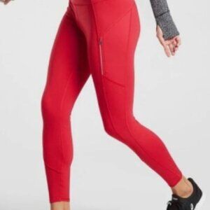 Athleta Rainier High Rise Tight Leggings Hibiscus Red Size XL